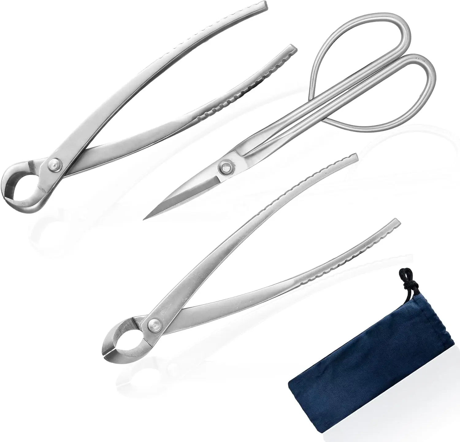Bonsai Tools Set 3-Piece – Knob Cutter, Concave Cutter & Scissors for Trim |   High-Carbon Steel, Ergonomic Non-Slip Grip, for Bonsai Tree Pruning & Shaping, Portable Storage Bag