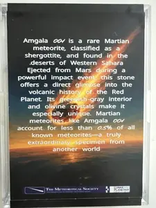 The Meteorological Society Rare Mars Meteorite Amgala001 1.40 Gram Authentic Martian Shergottite Sample for Collectors