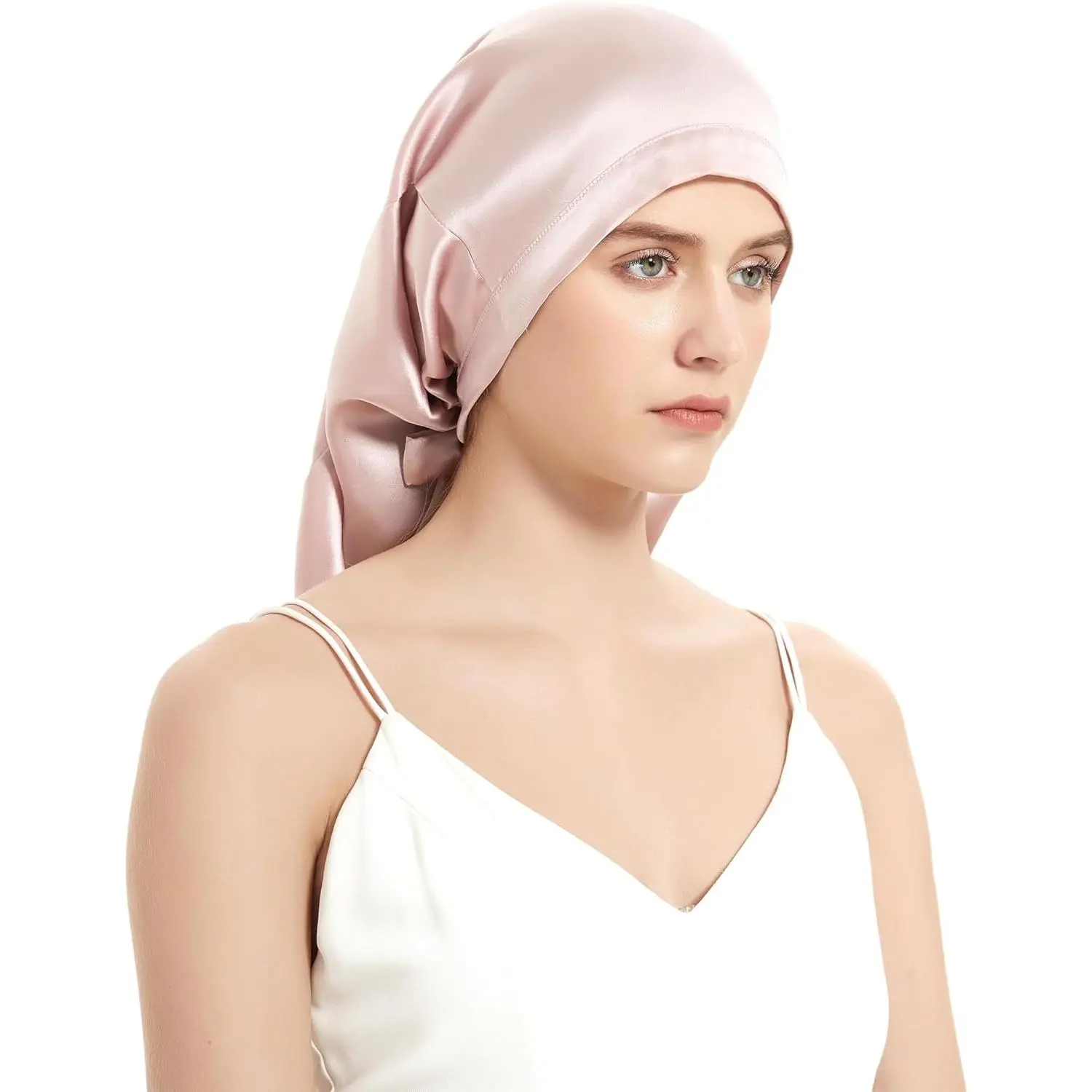 19 Momme Mulberry Silk Bonnet Double Layer Long Hair Wrap for Braids 100% Silk Bonnet for Sleeping, 19 Momme Pure Mulberry Silky  main image 3