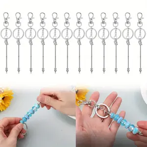 12 pieces bead keychain strips, bulk blank creative keychain, used for DIY pendant making