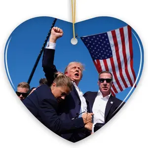 Donal Trum Failed Attempt 2024 Ceramic Ornament, Christmas Tree Decor (Heart), Trum Penny Maga Ceramic Ornament, Christmas Ornament, Gift For Voters