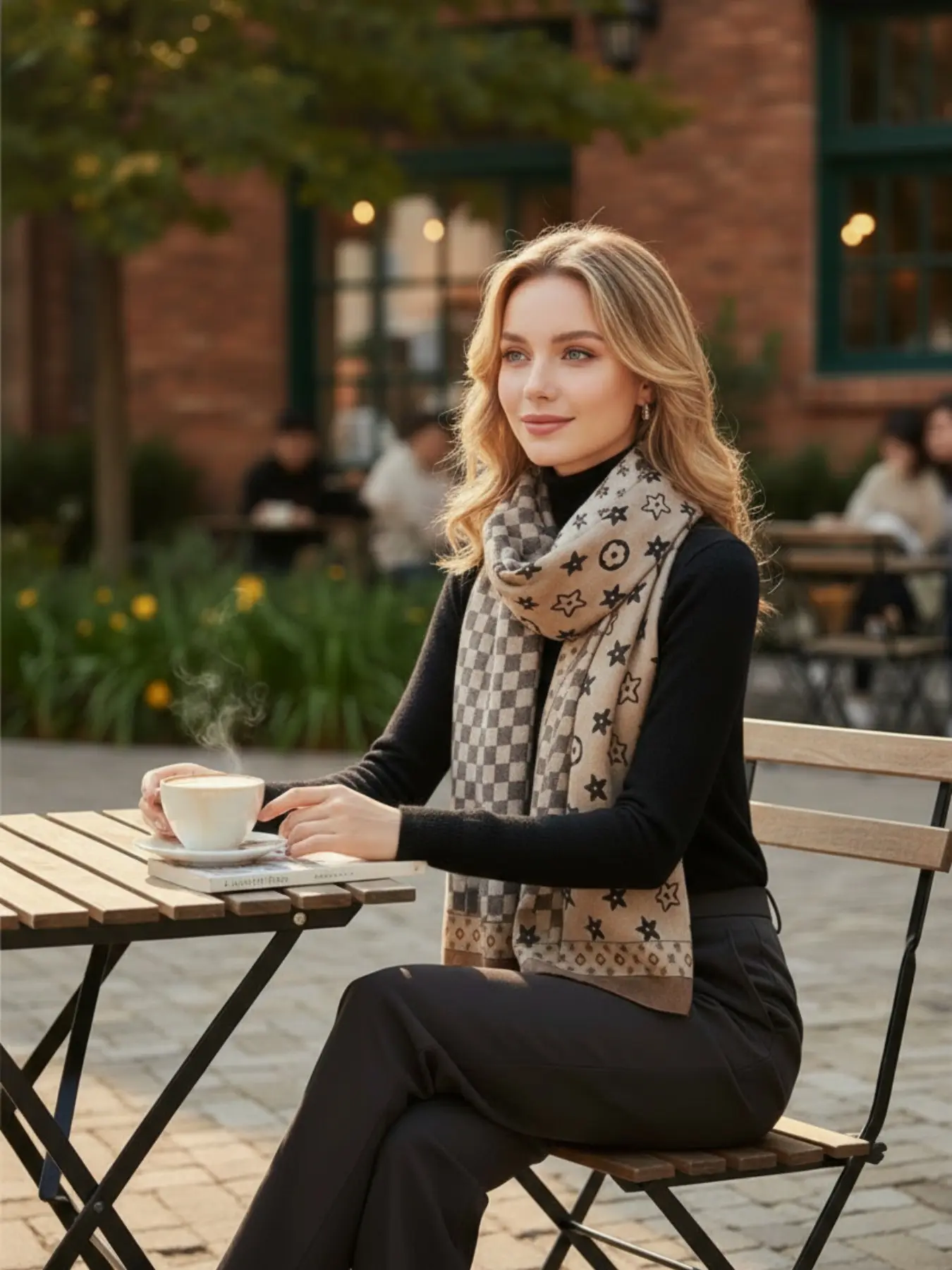 A silk checkered Neck Scarf Fashion Shawl that can be used as a shawl | The first choice for spring versatile gift giving with a high-end checkerboard pattern，it is an excellent gift for mothers and girlfriends.