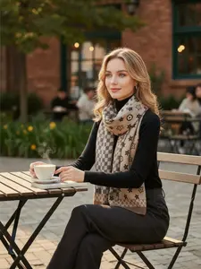 A silk checkered scarf that can be used as a shawl | The first choice for spring versatile gift giving with a high-end checkerboard pattern，it is an excellent gift for mothers and girlfriends.