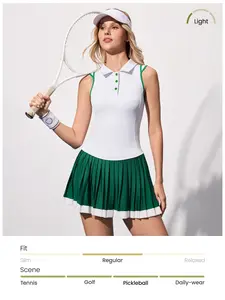 Women's Sleeveless Sports Vest & Polo Neck Tennis Top, Fitness Yoga Outdoor Running Exercise Shirt, Casual Summer Wear