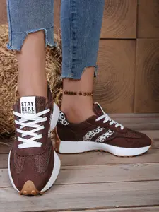Women's Retro Patchwork Sneakers, Thick Sole Breathable Comfort Casual Sports Shoes, All-Season Textile Upper Rubber Sole