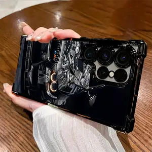 Black Luxury Car Pattern Phone Case for Samsung Galaxy S25/S25Ultra/S25Plus/S24/S24Ultra/S24Fe/S23/S23Ultra/S23Fe/S22/S22Ultra/S21Fe/S21/S21Ultra/S20Plus/S20/S20Ultra/S20Fe/S20+/S10, Drop-Proof Transparent Trendy Fashion Anti-Fouling Wear-Resistant