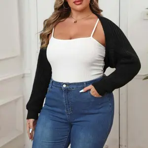 Women Ladies Girls Plus Size Shrug Sweaters Casual Lightweight Solid Color Knit Cardigans Warm Fall Knitwear for Streetwear