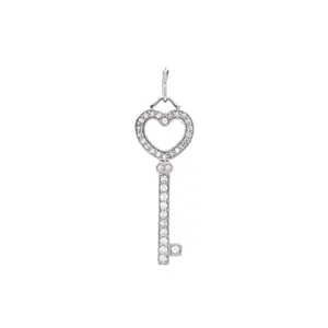 Pre-owned Tiffany & Co. Heart Key Pendant Pendant & Charms Platinum with Pave Diamonds Mini by Rebag