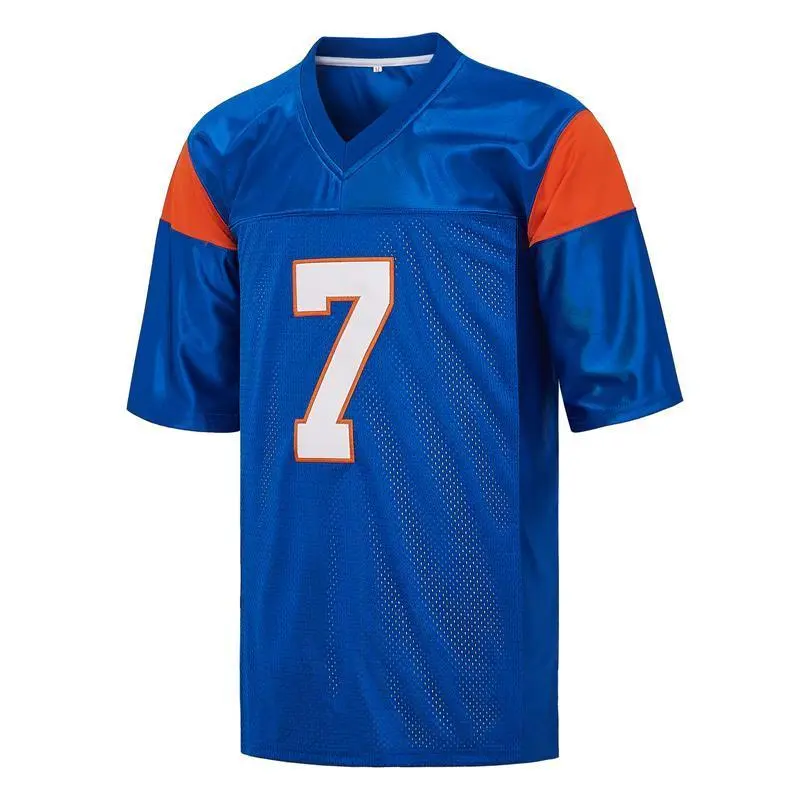 (New)Blue embroidery on Blue Mountain State 7 football jersey (raincoat)