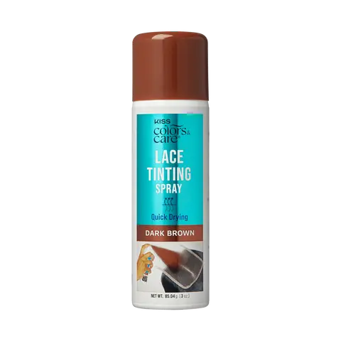 Kiss Colors & Care Lace Tinting Spray | Lace Front Wig Spray, Quick Drying, Transfer Proof, Dark Brown, Hair Care
