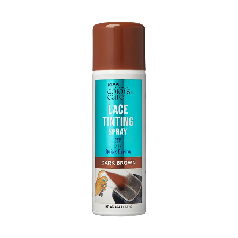 Kiss Colors & Care Lace Tinting Spray | Lace Front Wig Spray, Quick Drying, Transfer Proof, Dark Brown, Hair Care