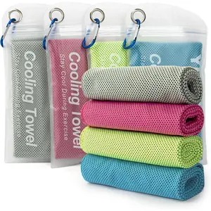 4 Pack Cooling Towel 40"x12", Gym Towels for Men and Women, Soft Breathable Workout Towels for Yoga, Running, , & More (Blue, Grey, Green, )