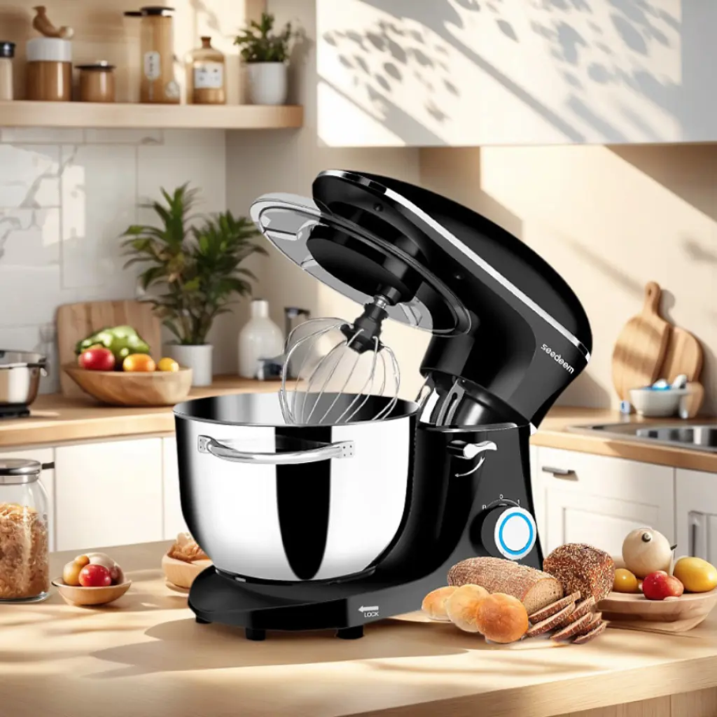 Stand Mixer 6Qt Electric Food Mixer 660W 6-Speeds Tilt-Head Dough Mixers with Dishwasher-Safe Dough Hook Wire Whip & Beater for Daily Use Silver Household Automatic