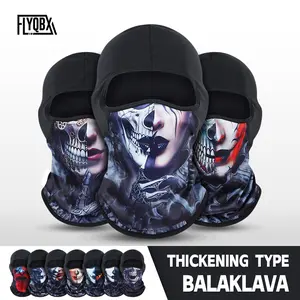 Winter Half Face Skull Windproof Warm Headband, Cool Fashion Pop Art Print Balaclava Hat, Thick Fleece Ski Mask for Outdoor Sports Riding