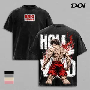 Baki Hanma Power Back Muscle Graphic Tee, Vintage Washed Anime Shirt, Underground Fighter Strength Design Unisex Streetwear, Martial Arts Aesthetic, Gift for Baki Fans, Perfect for Anime Lovers and Gym Motivation Enthusiasts