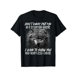 Casual Round Neck Cotton Short Sleeve Wolf Graphic T-Shirt For Men Women