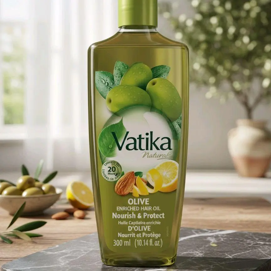 Dabur Vatika Olive Enriched Hair Treatment for Hair Fall Control, Nourishing & Strengthening Formula with Almond, Lemon & Citric Acid, for a Female Scalp Care Routine, 300ml, Hair Oiling Routine