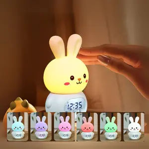 DARAUME Rabbit Alarm Clock with Night Light, Adjustable Brightness LED Clock, Cute Animal Table Lamp, Desktop Digital Timer, Animal Home Decor, Perfect Sleeping Companion for Boys and Girls