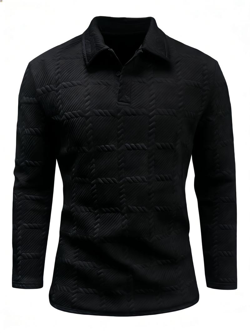 2026 Spring and Autumn men's long-sleeve Polo shirt, suitable for business, casual daily wear, and commuting, with a half-placket collar design, a new versatile top perfect for wearing alone or layering.