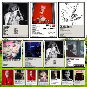 Hip Hop Music Rapper L-Lil P-Peep Poster HD Waterproof Self-Adhesive Art Vibrant Wall Print for Living Room Bedroom Bar Parlor Home Decor Gift Fade-Resistant Easy-Apply Durable Dly Artwork Modern Art Design