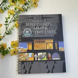 Notebook In-depth historical and geographical study manual for biblical sites — Rose10 anniversary charts, maps, timeline book — spiral binding — comprehensive Bible study reference materials supplies box proposal bridesmaid glitter