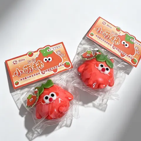 Cute Persimmon Fluid Squishy Fidget Toy, Sticky Skin Texture Stress Relief Squeeze Toy