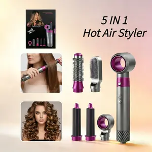 Multifunctional 5-In-1 Hair Dryer, Curling/straightening System, Smooth Shine, Quick Drying, Ceramic Coating, Professional Salon Blow Dryer