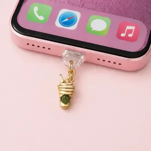 Dust Plug Charm for Devices Kindle iPhone USB C Coffee Cup Design Practical Accessory for Smartphone Cellphone