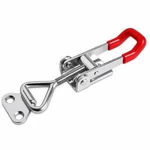 Adjustable Toggle Latch Clamp with Red Handle(8pcs), Heavy Duty Metal Spring Loaded Draw Latch, Stainless Steel Pull Catch Buckle for Cabinets, Tool Boxes, Trailers and Doors