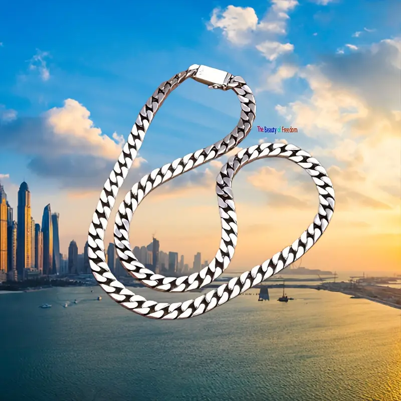 Unisex Cuban Chain Necklace - Trendy, Stylish, Atmospheric Fashion Costume Jewelry, Ideal for Parties & Festivals, Perfect Parent's Day Birthday Gift