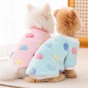 Trendy pet stuff Cute Heart Print Dog Pajamas Soft Fluffy Fleece Puppy Sweater, Warm Winter Pet Clothes for Small Dogs, Perfect Christmas Gift