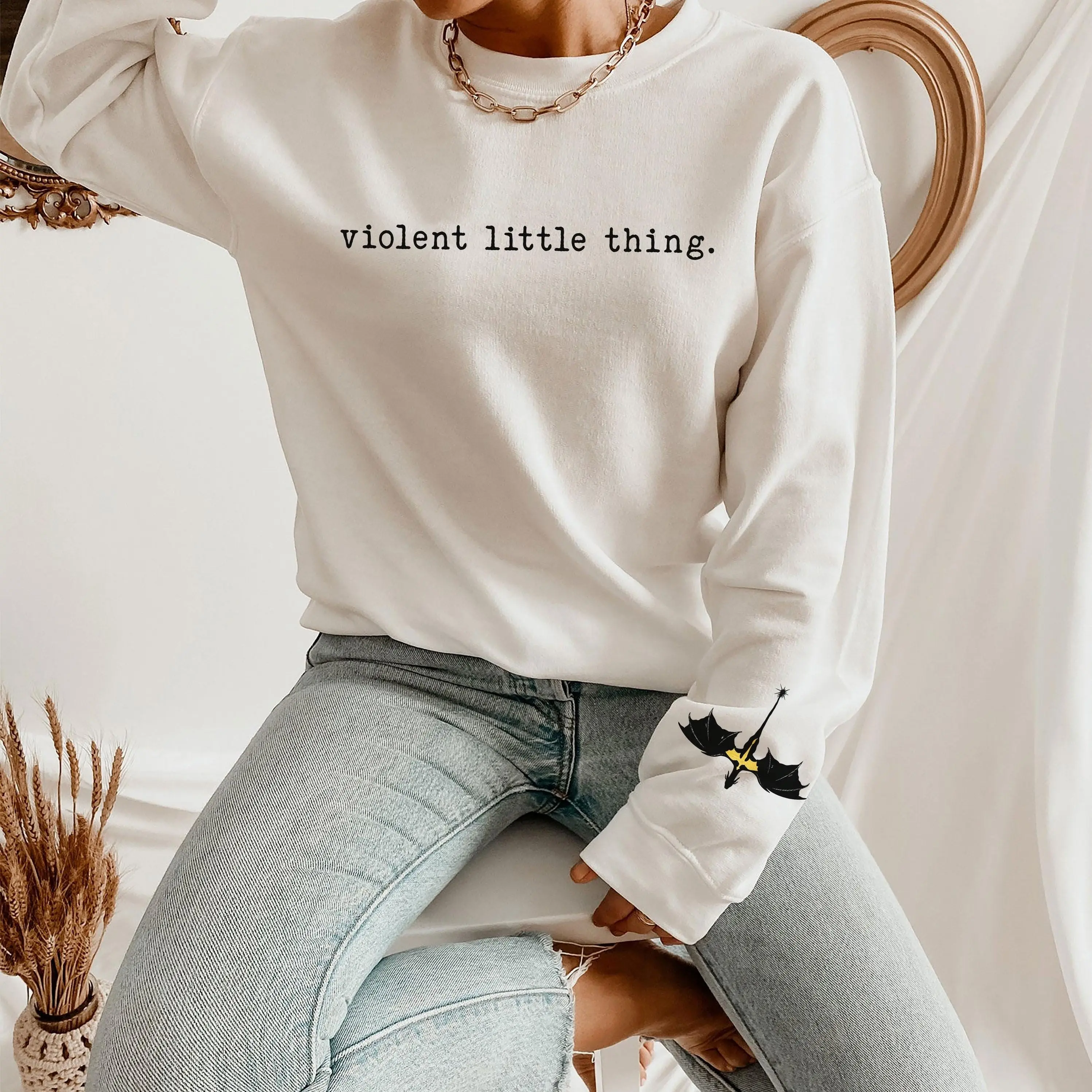 Sale Up To 70% - Violent Little Thing Sweatshirt, Basgiath War College Sweatshirt, Fourth Wing Merch, Violet Sorrengail, Fourth Wing Sweatshirt, Fantasy Book Lover, Fly or Die, Rebecca Yoros, Fourth Wing Merch, Book Lover Gift, Funny Gift For Mom