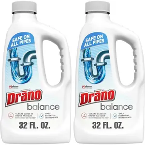 Drain Clog Remover, Non-Corrosive Formula, 32 Fl Oz, Pack of 2| Safe on All Pipes| Essential Ingredients