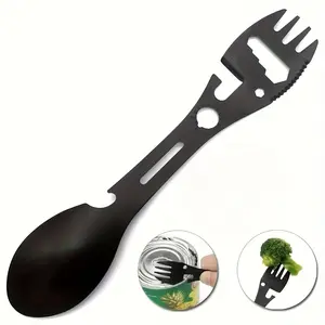 10-In-1 Multi-Functional Tool Set, Cutlery Utensil Sets, Includes Fork Spoon Knife Can Opener, Durable Metal Design, Ideal for Camping Travel Hiking