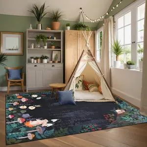 Jungle Animal Print Rug Farmhouse Short Pile Soft Decorative Mat Large Foldable Indoor Rug Washable for Bedrooms Dining Rooms Apartments