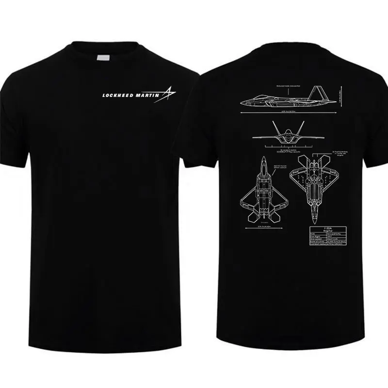 Lockheed Martin F-22 Raptor Blueprint T-Shirt/Sweatshirt/Hoodie, Vintage Lockheed Martin Graphic Tee Full Colour, 100% Cotton Unisex Tee Made in USA Gift Idea Fan Men Top.