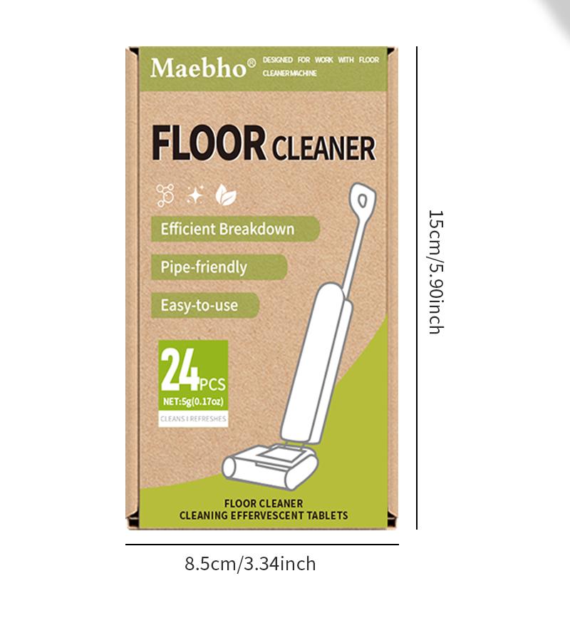 Maebho Floor Cleaner Effervescent Tablets 24 Pcs Solid Formula Efficient Breakdown Pipe Friendly Easy To Use For Floor Cleaning Machines
