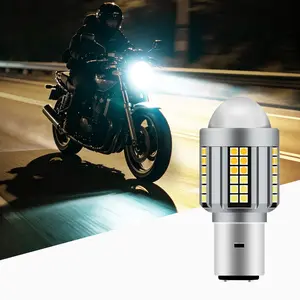 H4/BA20D Motorcycle LED Headlight Bulb, Dual Color Yellow White Switchable, Ultra Bright LED Lens Bulb with Aluminum Heat Sink, Waterproof Plug-and-Play Replacement for Motorcycles, Scooters and Electric Vehicles
