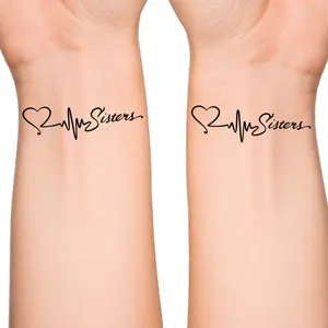 Sisters Heartbeat Temporary Tattoo / matching tattoos / best friends tattoo / bff tattoo / friendship tattoo / Temporary Fake Tattoo