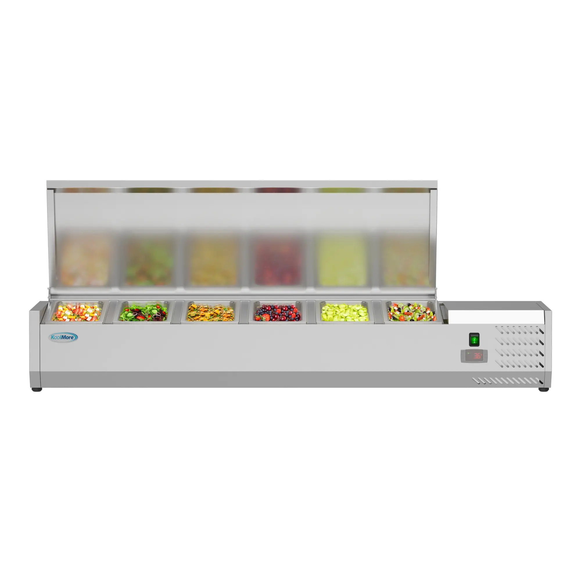 59 in. Six Pan Refrigerated Countertop Condiment Prep Station - SCDC-6P-SSL