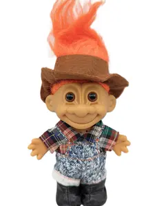 Russ Troll Farmer Orange Hair Vintage Collectible Good Luck 5" Figure Vinyl Doll with Nostalgic Humor Perfect for Collectors