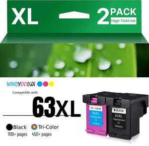 63XL Ink Cartridges Black and Color Replacement for HP Ink 63 for HP 63XL Ink Cartridge Combo Pack Work for HP OfficeJet 3830 4650 5255 5258 5200; Envy 4520 4512 4510; DeskJet 1112 2130 3630 (2 Pack) Ink Cartridge Replacement Tri-Color