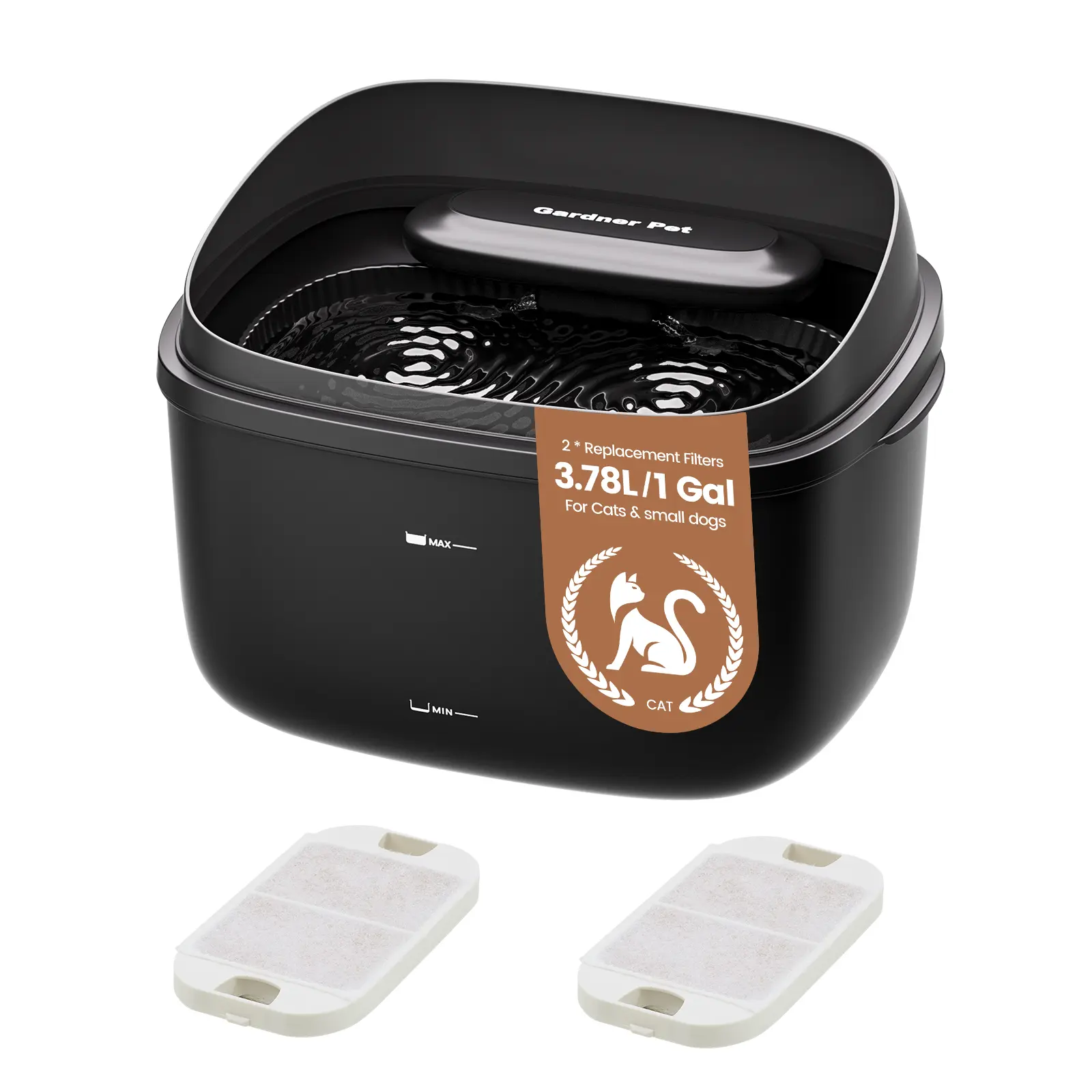 Gardner Pet Dog Water Fountain for Large Dogs, 8L/2.1Gal Large Capacity Automatic Dog Water Bowl Dispenser with Vortex Circulation, UV&Maifan Stone Filter, Quiet Dog Water Bowl(Without Adapter)