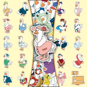 50Pcs Big White Goose Dress-Up Cartoon Cute Stickers – DIY Decal for Scrapbook, Phone Case, Personalized Craft