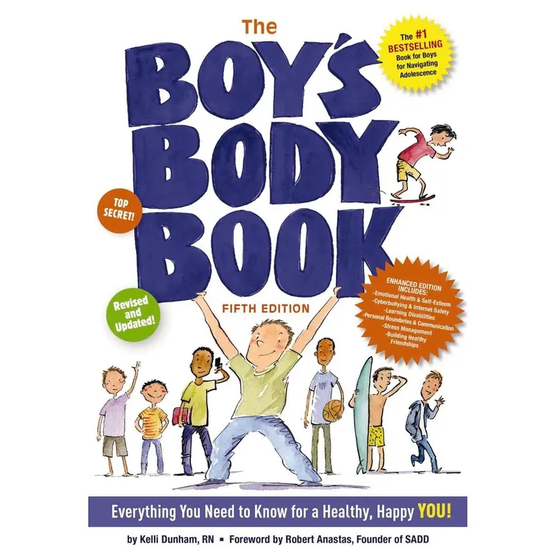 Used Paperback - The Boy's Body Book (5th Ed.) by Kelli Dunham, RN, BSN | School Educational Supply for Pre-Teen Boys, Growing Up Guide, Updated Ed. Content, Puberty Insights, Middle School Safety Tips, Personal Boundaries, Learning Disabilities Support