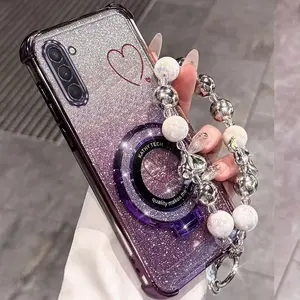 Note10 Popular Series Fashion Strap Lanyard Phone Holder Case For Compatible With Samsung Galaxy Note 10 PC Cover and Durable Lovely Heart Pattern Protector Cases