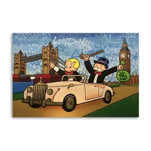 Monopoly and Richie-Rich in London Poster, Kids Room Nursery Decoration, Playful Safari Style, Unframed Wall Art, Home Decor