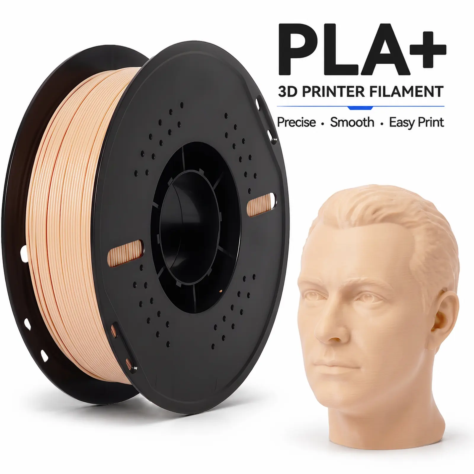 QFOUR PLA+ Filament 1.75mm, 1KG 3D Printer Filament Spool, ±0.02mm Accuracy, Smooth Feeding and Strong Layer Bonding, Vacuum Sealed for FDM 3D Printers