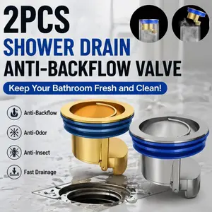 2-Pack Shower Floor Drain Backflow Preventer, Magnetic Levitation One-Way Drain Valve, Brass Drain Core, Anti-Odor, Anti-Insect & Anti-Backflow Design, Fast Drainage & Clog-Resistant, Bathroom Drain Filter, Fits 1.25–1.65 Inches (Gold/Grey)