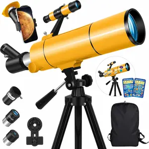 80mm Refractor Telescope for Beginners, 500mm Astronomy Telescope with Phone Adapter, Space Stickers, 20x-150x Magnification